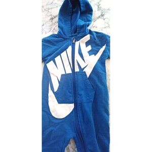 Nike Baby One Piece Hooded Romper Jump Suit Size‎ 6 Months Blue Full Zip Stylish